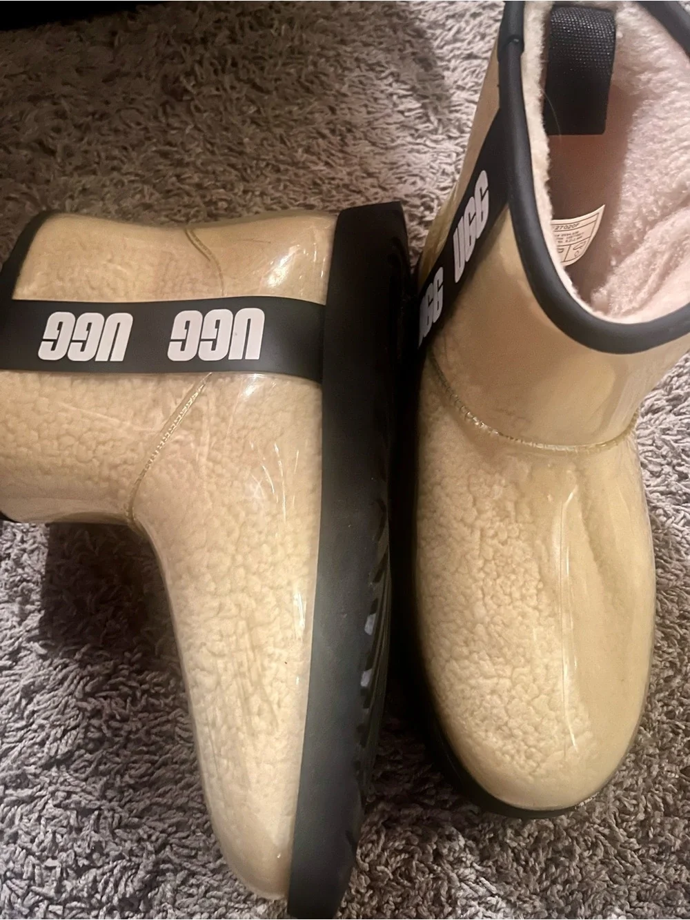 UGG Yellow Waterproof Short Rain Boot with Black Strap